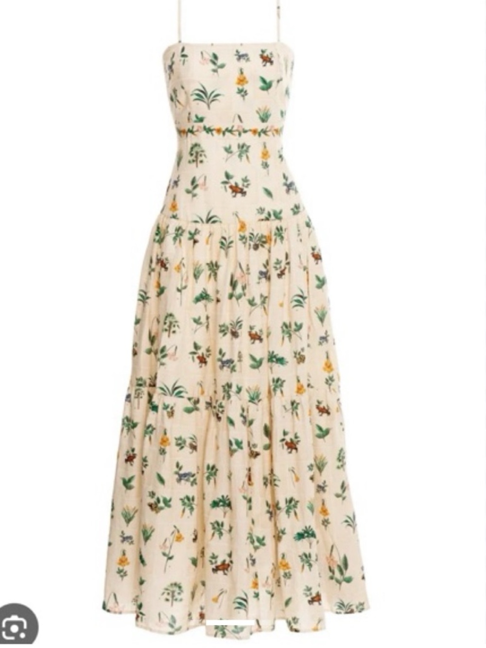 Agua by Agua Bendita Cream Maxi Dress with Green and Yellow Floral Embroidery - Picture 2 of 4